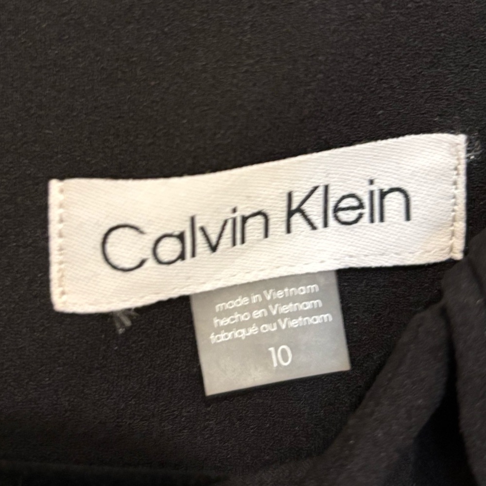 NWT [Calvin Klein] Midi Puff Pleated-Sleeve Stretch Sheath Dress Black Womens 10 - Picture 11 of 12